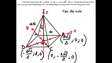 Toán 12: Cho hình chóp tứ giác đều .S ABCD có cạnh đáy bằng a , cạnh bên bằng a√2. Gọi G là