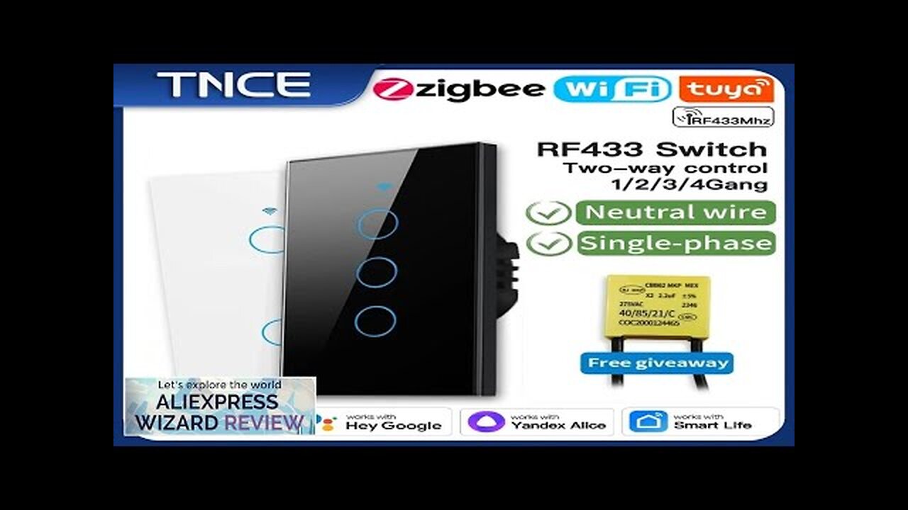 TNCE Tuya US Switch wifi zigbee 1/2/3/4 gang No-Neutral/Wire LED light control Review