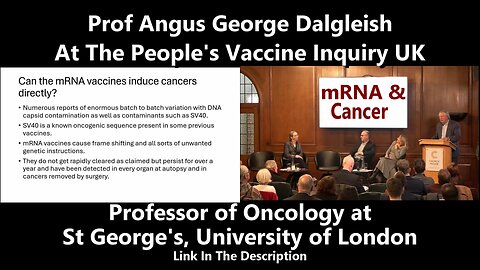 Professor of Oncology Angus Dalgleish - mRNA & Cancer. (Press Conf 4 Feb 25)