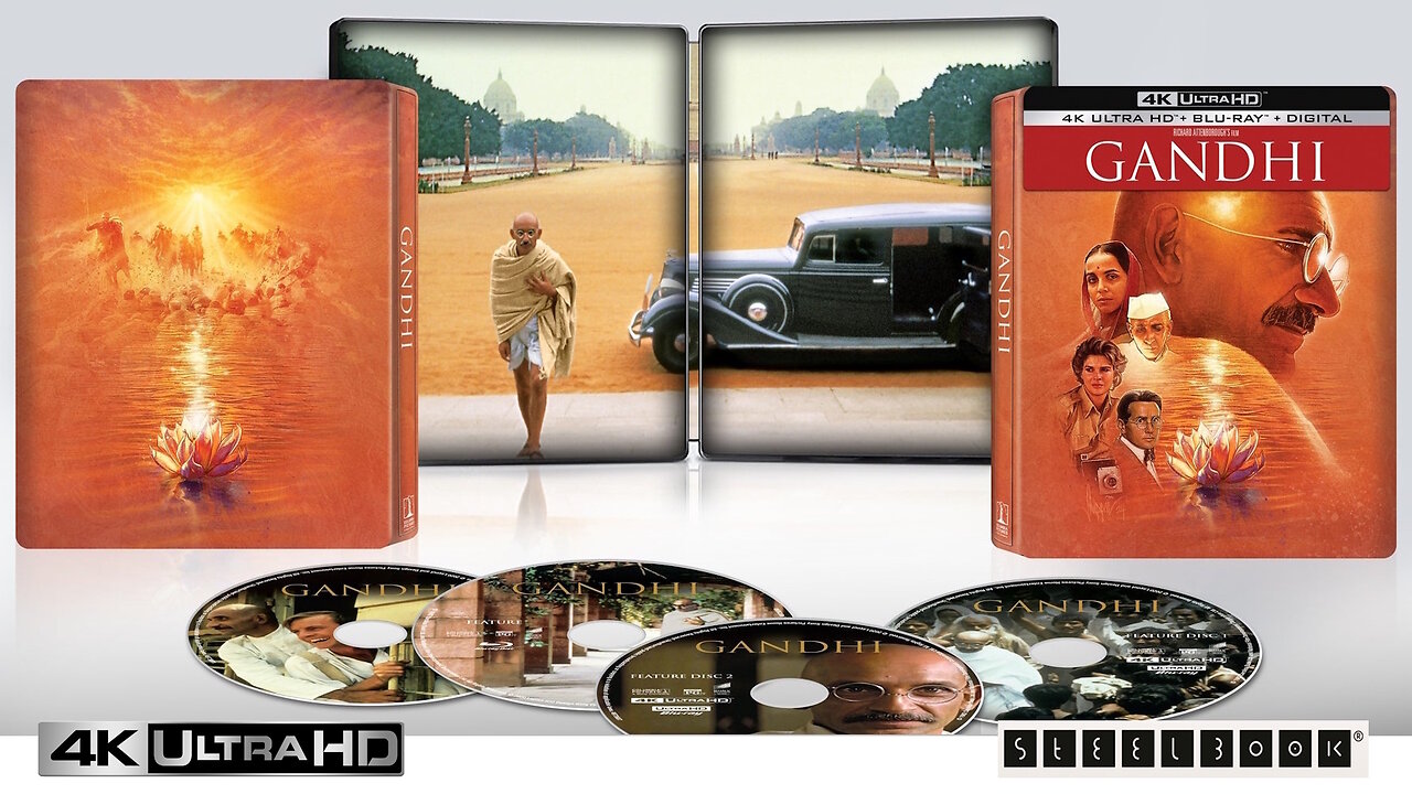 Gandhi [4K UHD & Blu ray SteelBook] Starring Ben Kingsley