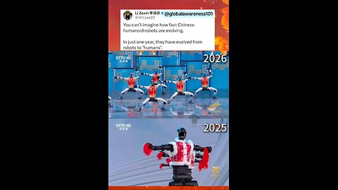 video comparing how the humanoid robots have evolved in just one year in China.
