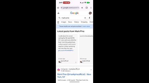 Mark Pine Google search on October 4, 2025.