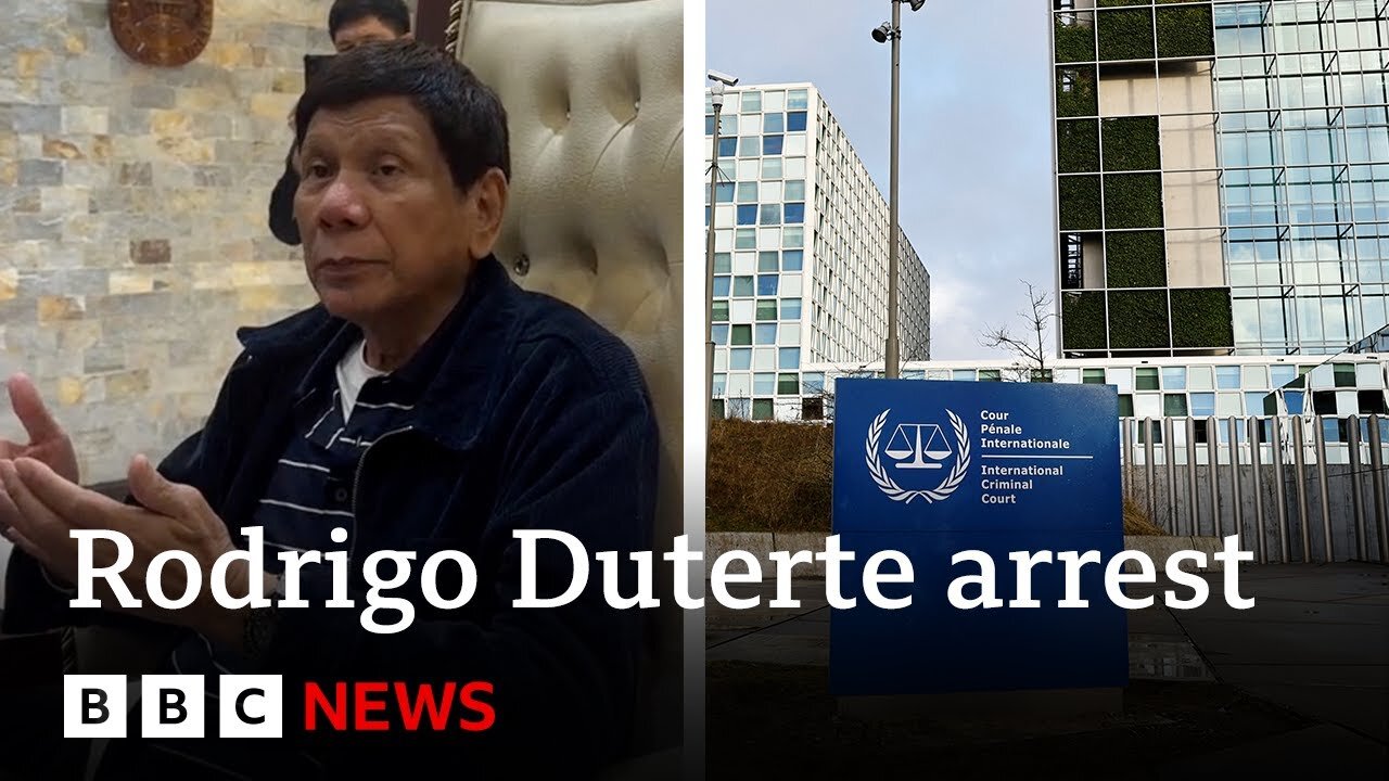 Rodrigo Duterte, former Philippines president, en route to The Hague after arrest warrant | BBC News