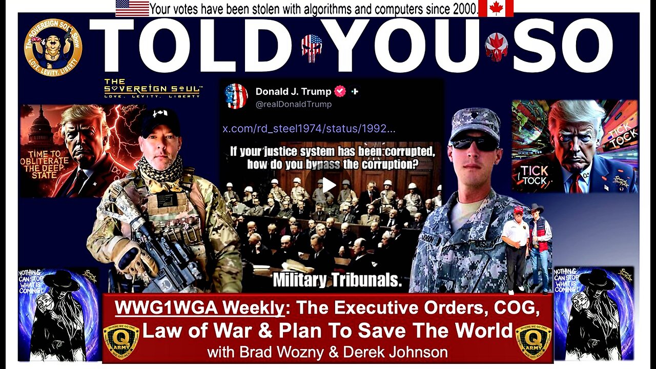 WWG1WGA as Pres. Trump “Told You So”, Derek Johnson Brad Wozny on NCSWIC, Military Tribunals & More
