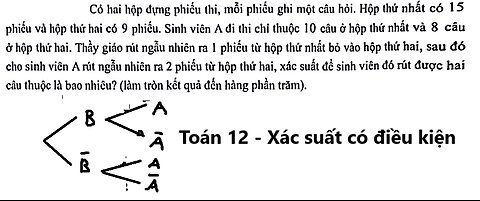 Toán 12: Xác suất có điều kiện: Có hai hộp đựng phiếu thi, mỗi phiếu ghi một câu hỏi. Hộp thứ nhất