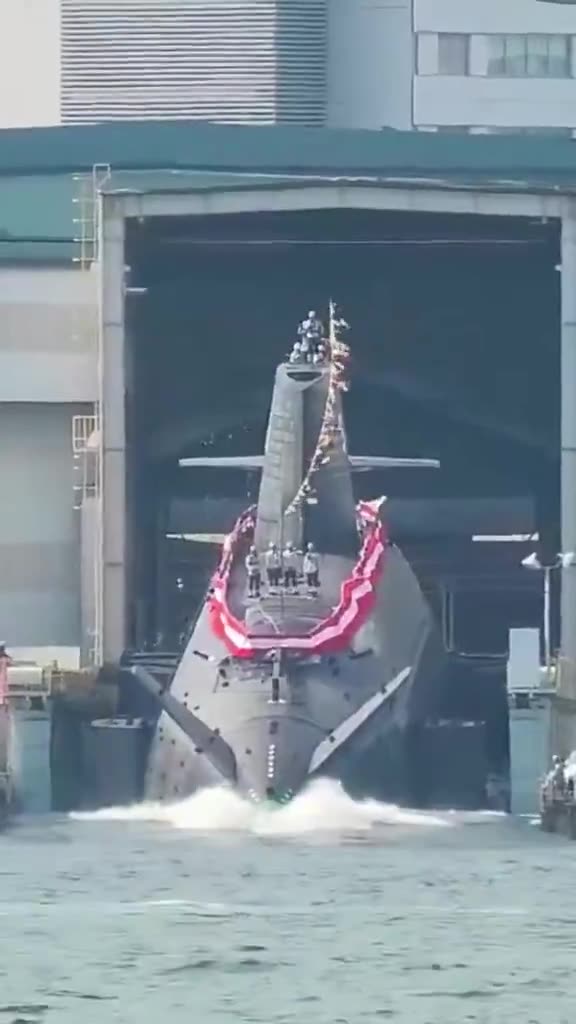 Japan launches its first submarine since WWII. She is a beauty