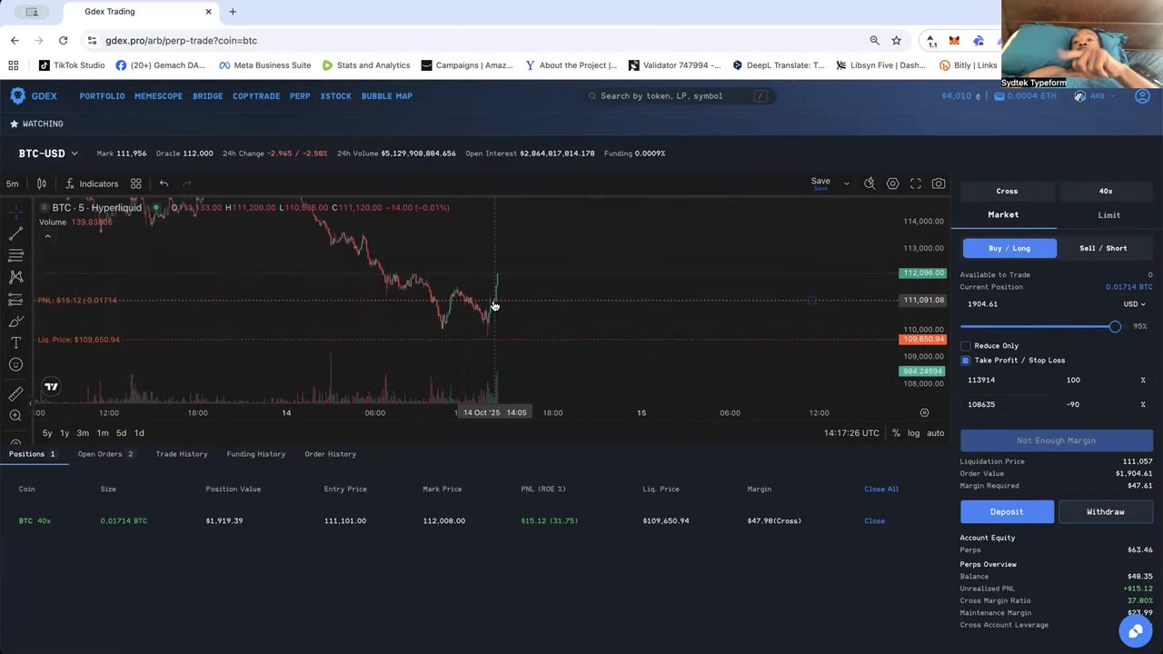 Testing GDex.Pro and Up 32% in 12 minutes on a #Bitcoin #BTC Long - Proof in the video - I AM $HIM