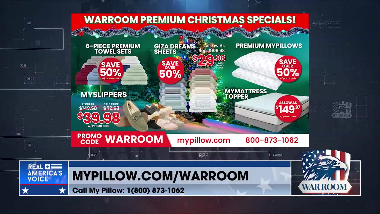 Go To MyPillow.com/warroom To Order Your MyPillow Christmas Gifts Today! Use Promo Code WARROOM
