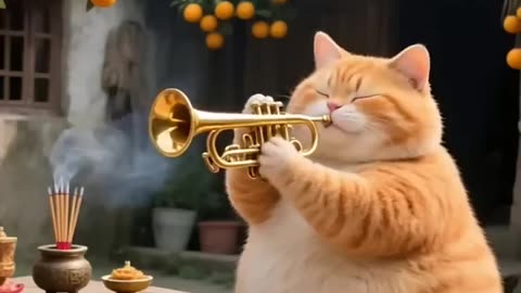 Fat orange cat and Shirmp friend