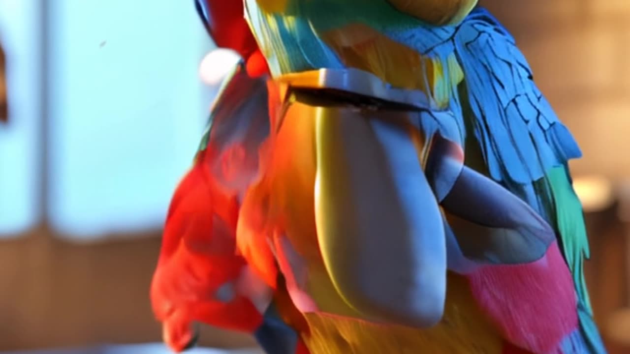 The same parrot attempting to make coffee
