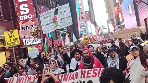 March for Palestine in Times Square on 1/1/2025.