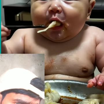 Two years old Chinese baby eating Momo|Funny video