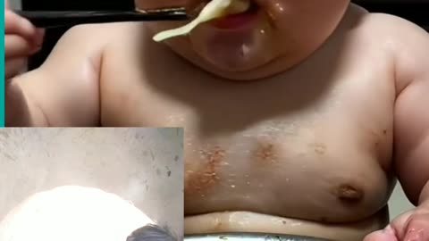 Two years old Chinese baby eating Momo|Funny video