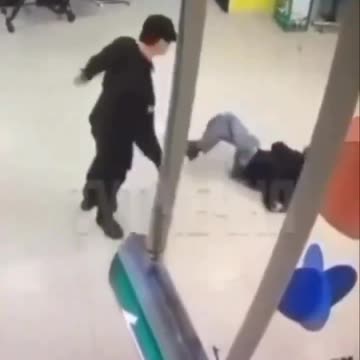 Dude Sucker Punches a Security Guard and Then Gets Eliminated With a Vicious Spinning Kick