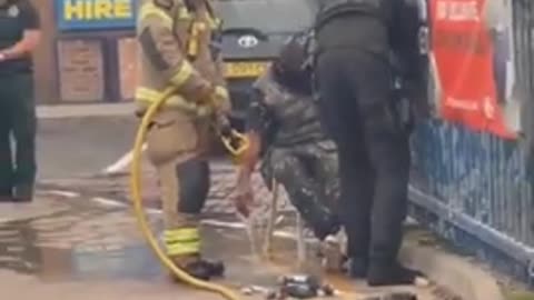 An alleged acid attack at a branch of Selco, on the Mitcham Road in Croydon UK
