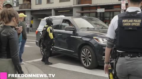 Portland police DEFEND ANTIFA, tells citizen driver "you will be ARRESTED" 