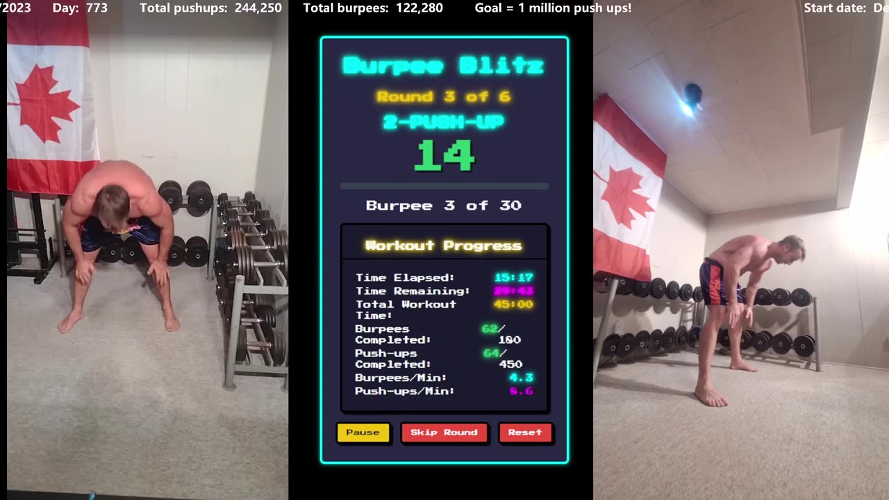 Everyday 450 push ups and 180 Burpees!