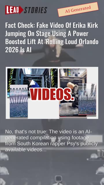 Fact Check: AI Video Of Erika Kirk Jumping On Stage Using A Power Boosted Lift IS Fake