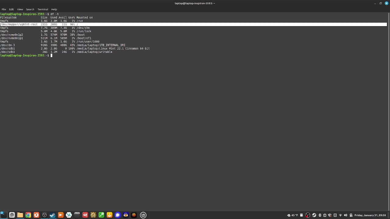 328_how to "see how much space you have left on your computer" with df -h