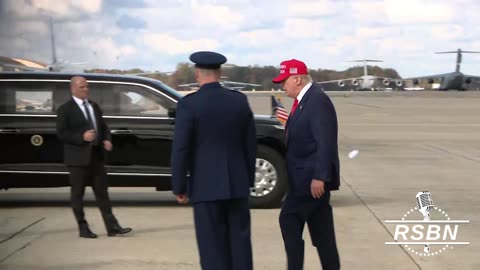 WATCH: President Trump disembarks Air Force One after returning from a trip to Asia. 10/30/2025