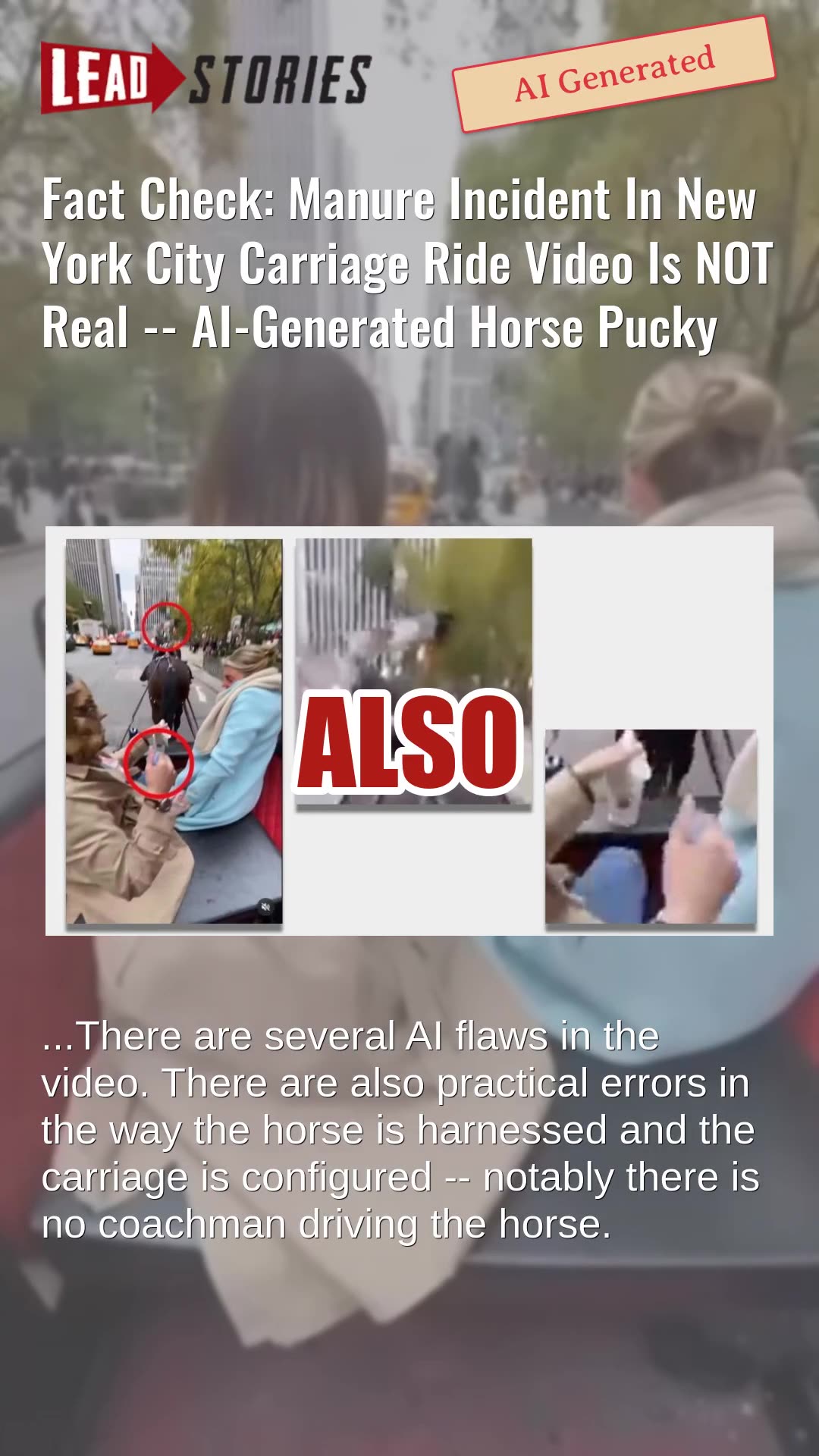 Fact Check: Manure Incident In New York City Carriage Ride Video NOT Real -- AI-Generated Horseshit