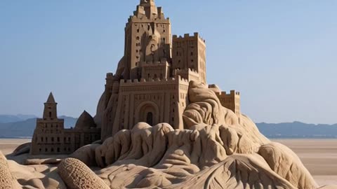 Desert Magic 🦁💨#PhonkEdit #SandSculpture #LionArt #DesertLife #VisualArt