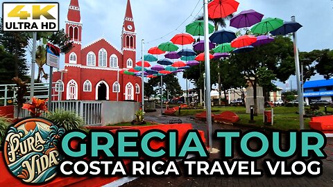 [4K] Walking Tour In Grecia ⛪ Central Park & Church | Grecia Itinerary Part II #travel #costarica