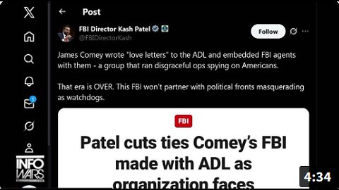 BREAKING: ADL Begs For A Phone Call With Kash Patel After FBI Cuts Ties