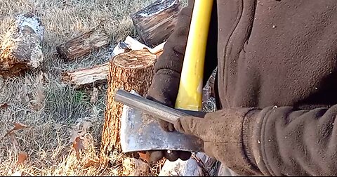 Sharpening An Axe And Splitting Wood