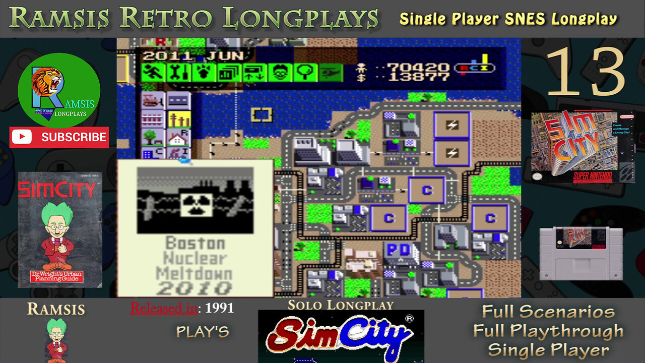 SimCity | SNES | 1991 | Scenario #5 Boston | Retro Longplay | Episode 13