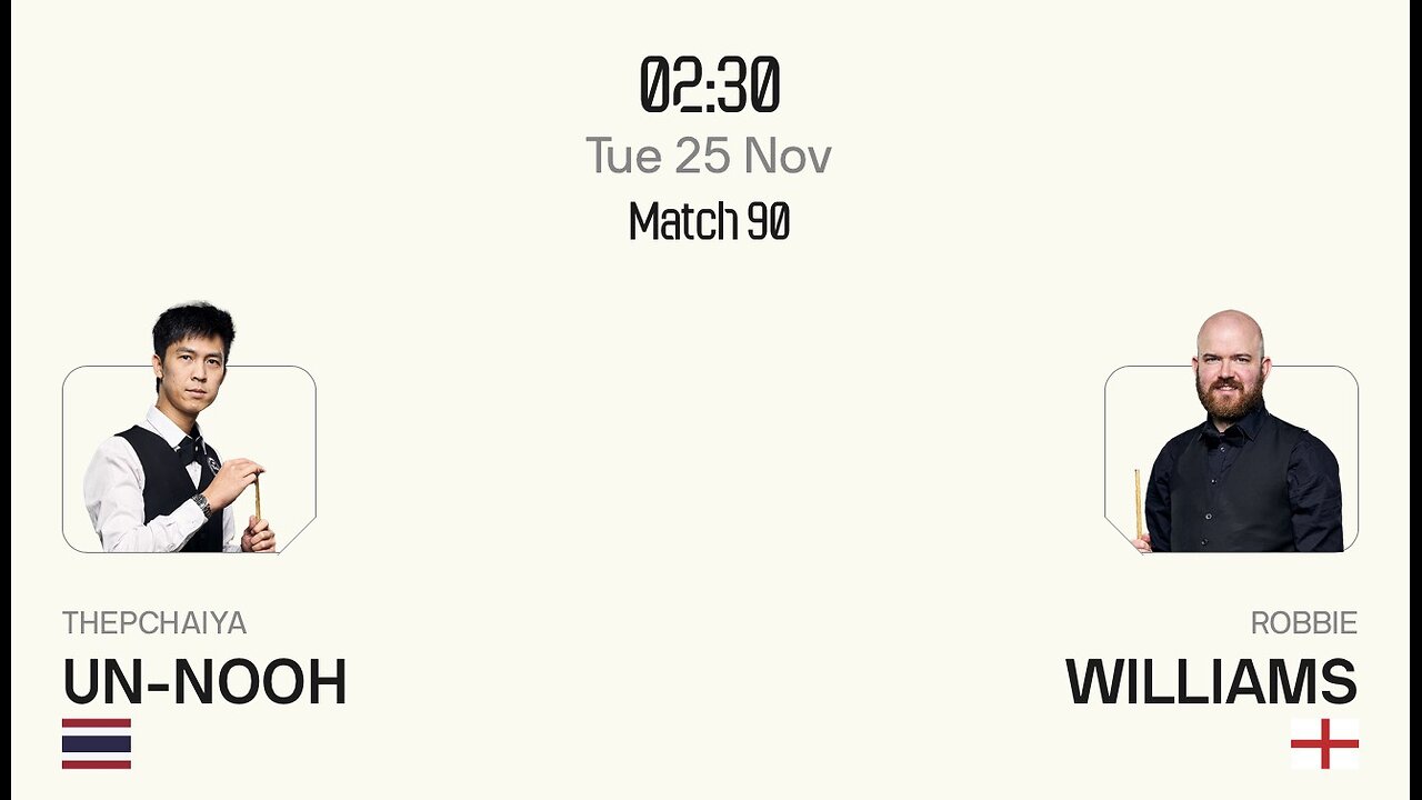 🔴 ถ่ายทอดสดสนุกเกอร์ 🇹🇭 เอฟวัน VS ร็อบบี้ วิลเลี่ยมส์ 🏴󠁧󠁢󠁥󠁮󠁧󠁿 ศึก ยูเค แชมเปี้ยนชิพ