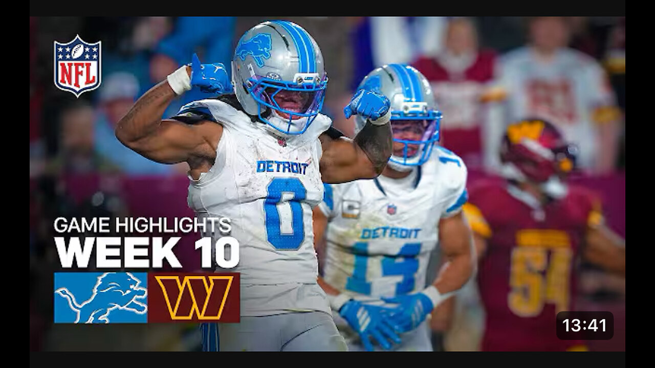 Detroit Lions vs Washington Commanders week 10 highlights
