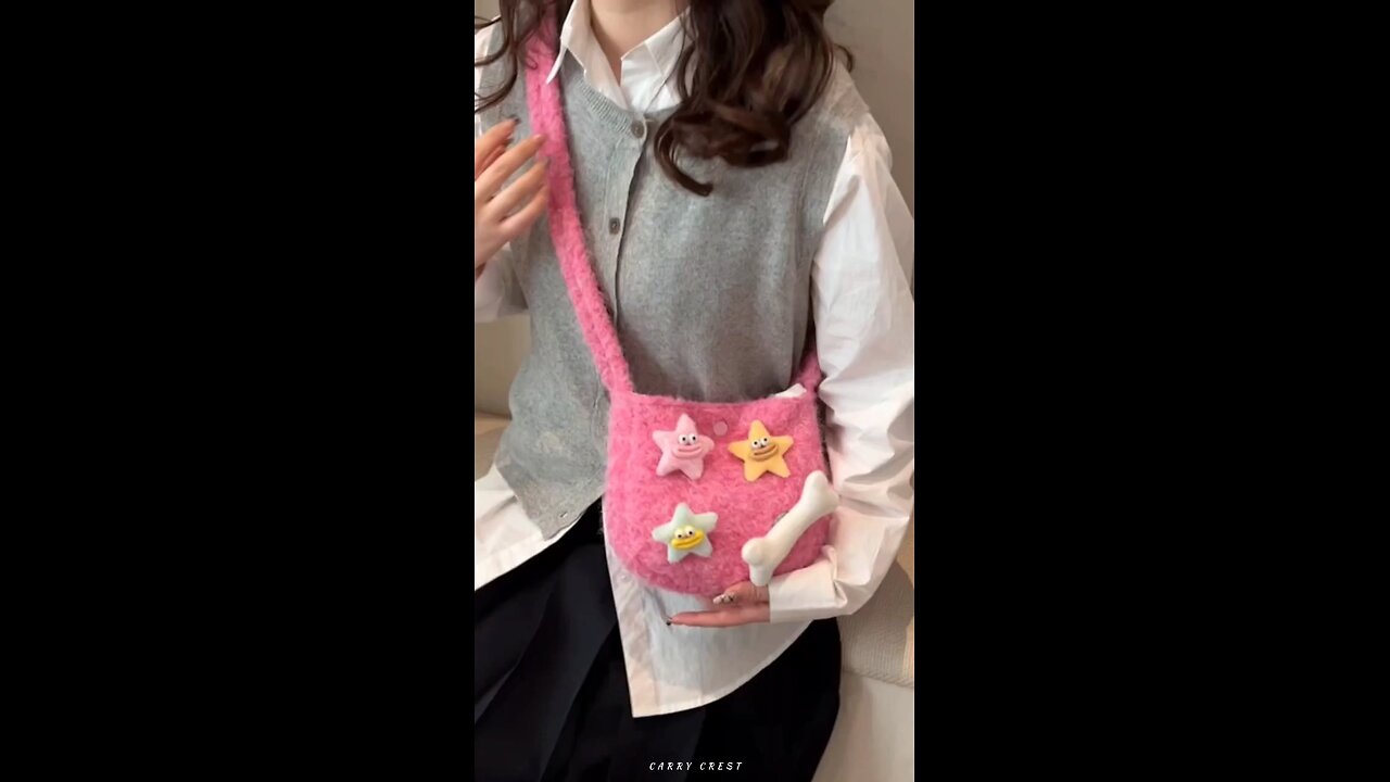 Cute Fluffy Starfish Crossbody Bag | Adorable Star-Shaped Shoulder Bag | Kawaii Furry Tote Bag