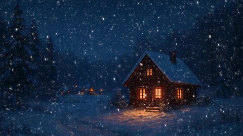 Cozy Winter Cabin in the Woods ❄Smooth Jazz & Falling Snow for Sleep, Study, and Relaxation