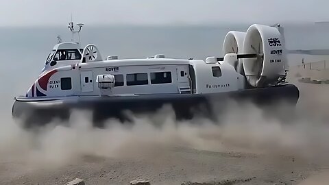 Hovercraft departs to the sea