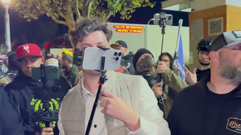 Opposing groups face off tonight at the Portland ICE facility, with Proud Boys and Patriots chanting