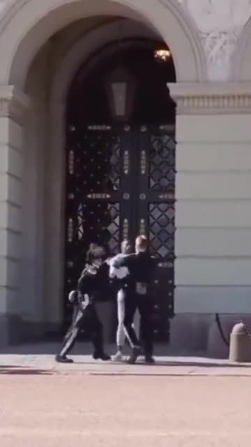 An African migrant was arrested after provoking the Royal Palace Guard...