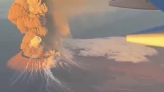 Incredible footage of volcanic eruption of a dormant volcano in Ethiopia from a commercial plane.