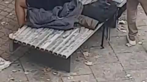 This is Kings Square literally divided by a road to the illegal migrant holding Barbican