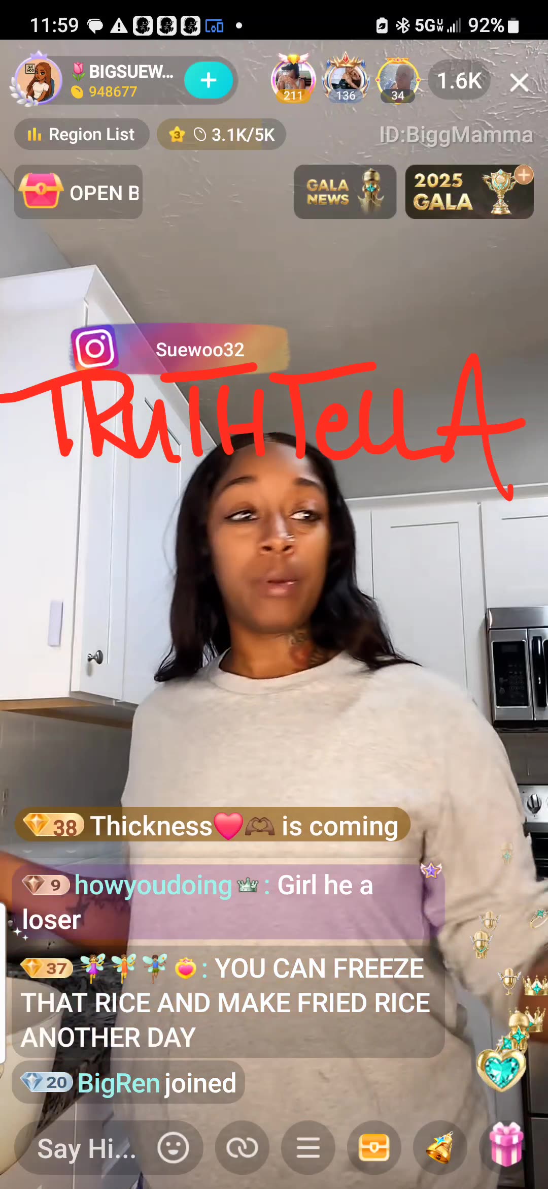 BIG SUEWOO PLAYS RECORDING OF HER & LYSOL LIONEL PHONE CONVERSATION FROM LAST NIGHT