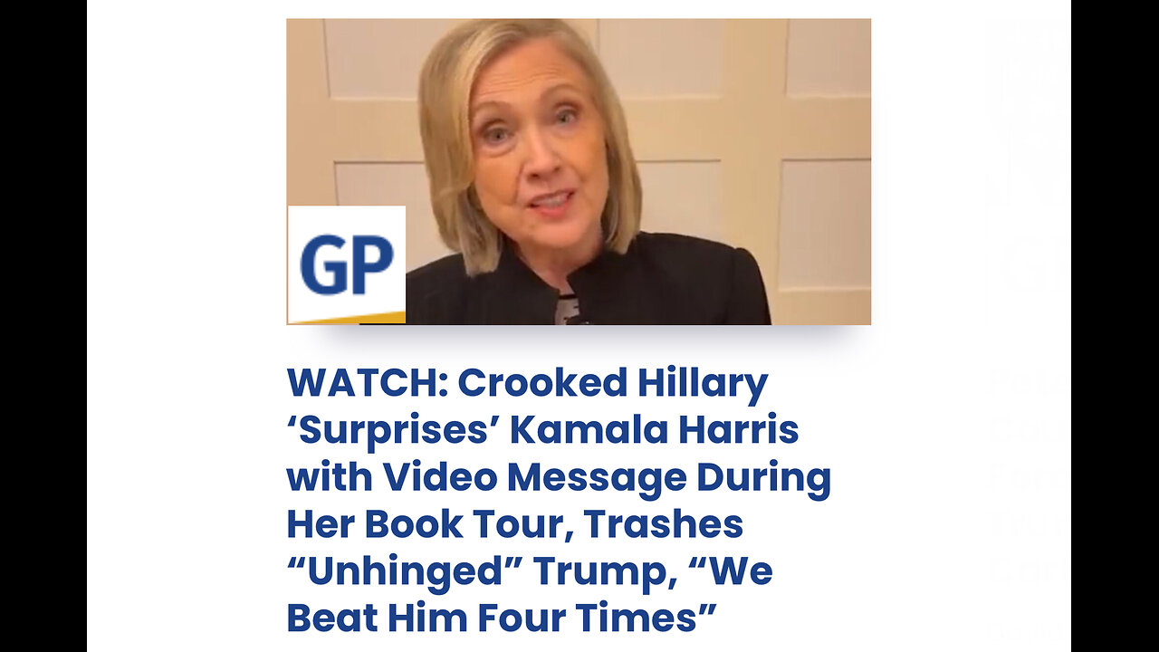 Crooked Hillary ‘Surprises’ Kamala Harris with Video Message During Her Book Tour