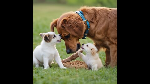 A Dog Feeding Its Puppies