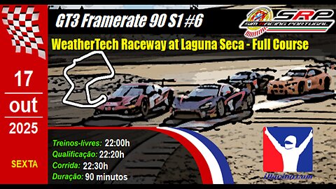 🇵🇹 [iRacing Live] 🇵🇹 GT3 Framerate 90 S1 @ WeatherTech Raceway at Laguna Seca - Full Course