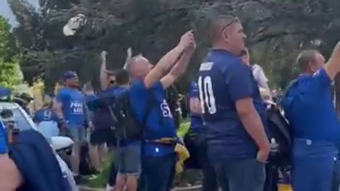 Lech Poznan fans invading Firenze. Fiorentina vs Lech Poznan. Europa Conference League 2023