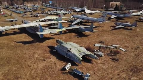 Airplane graveyard near Moscow