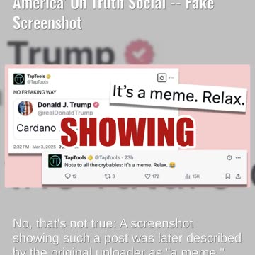 Fact Check: President Trump Did NOT Post 'Cardano Is The Future Of America' On Truth Social