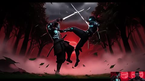 Samurai with glowing tattoos vs Cybernetic Ninja