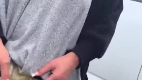 Dirty jewess witch dumps a urine bag on a man just for his pro-Palestine car sticker