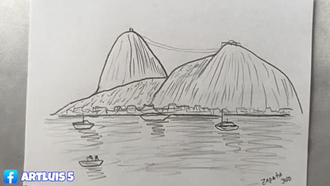 How to draw Sugarloaf Mountain in Brazil