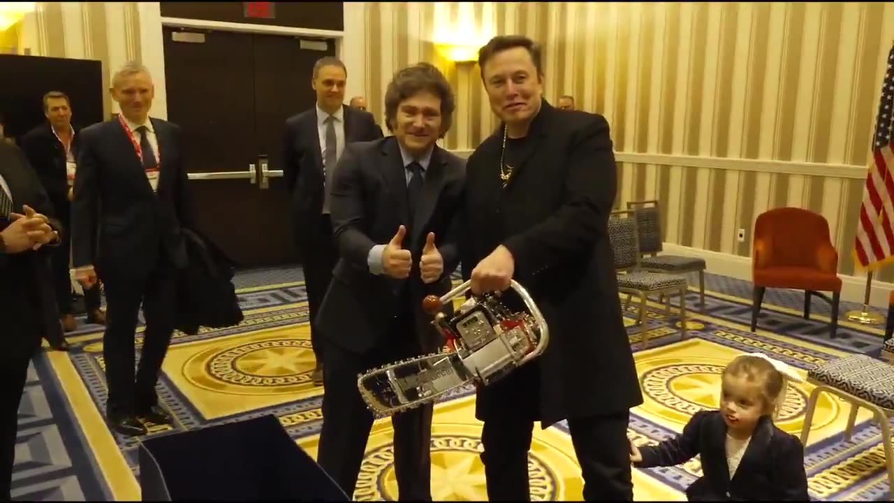 Argentina President Javier Milei just gifted Elon Musk a chainsaw for DOGE